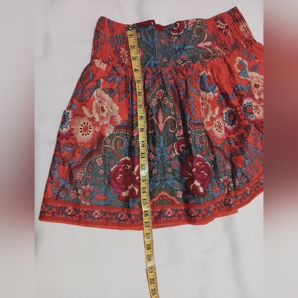 100% Cotton Twenty one Orange floral Mini Skirt Size L with pockets - Picture 5 of 9